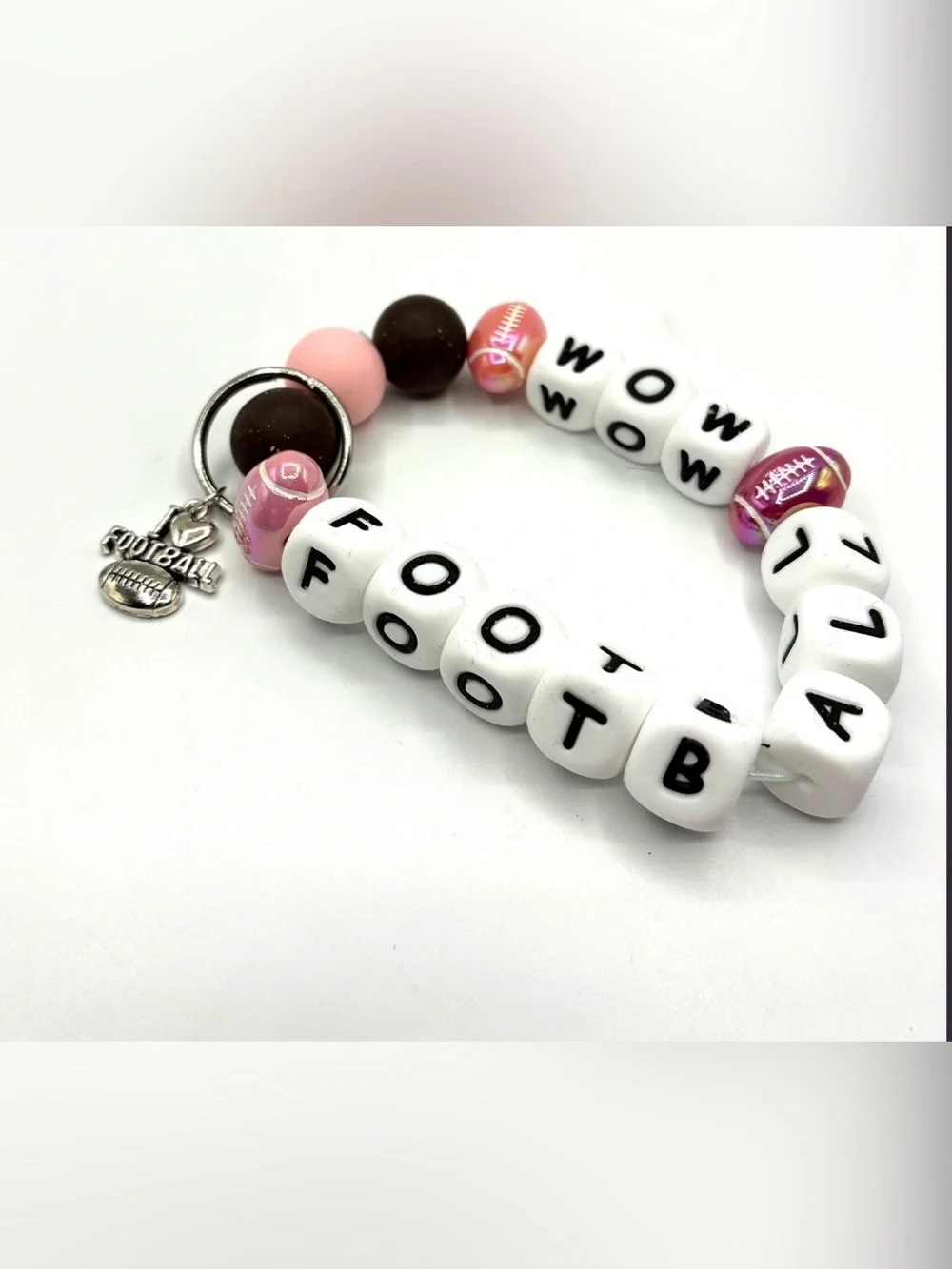 Football Mom Beaded Stretch Keychain Bracelet